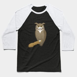 A digital illustration of a  Great horned owl Baseball T-Shirt